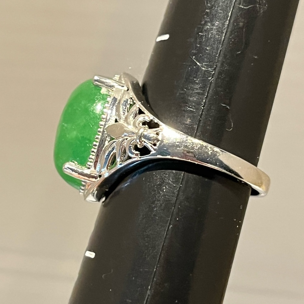 Nephrite Jade Sterling Silver Statement Ring Kari… - image 6